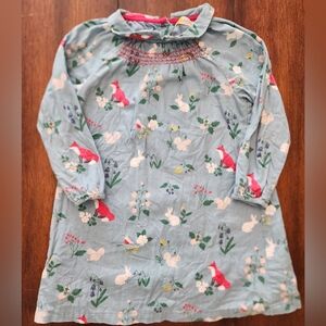 Sold Baby Boden Floral bunny Patterned Long Sleeve Dress